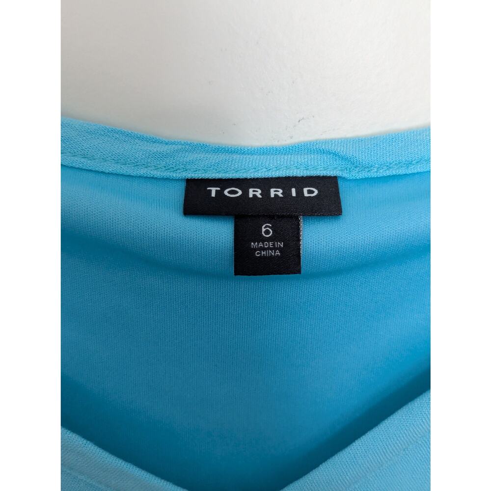 Torrid Midi Rayon Slub V Neck Cami Beach Dress Blue Radiance Gauze Womens 6X - Picture 4 of 5